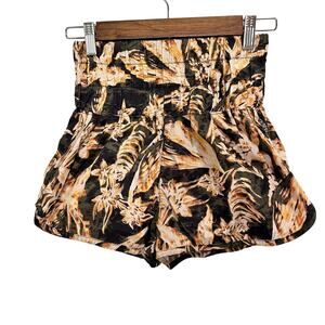 Free People FP Movement The Way Home‎ Shorts Black Smocked Waist S